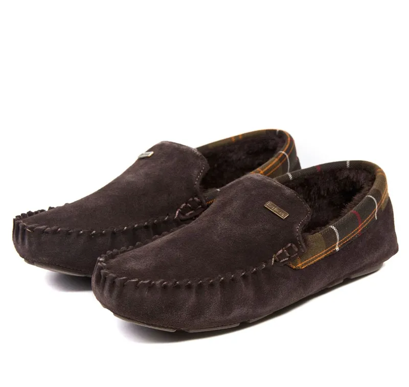 Barbour Monty Mens Slippers Brown Suede-1